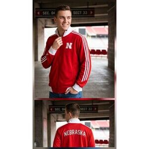 Adidas Nebraska Cornhuskers Track Jacket Men's Large Red Full Zip